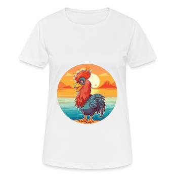 Hahn Lustige Karikatur Kawaii Strand Illustration - Frauen T-Shirt atmungsaktiv - Weiß - Vorne - AI Model Female 172 dark (172cm)