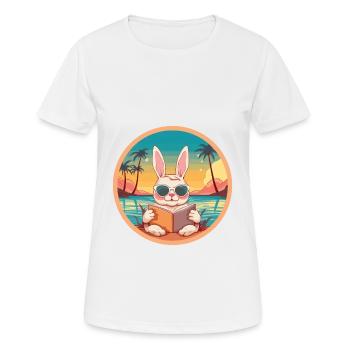 Hase Niedlich Lustige Karikatur Kawaii Buch Strand - Frauen T-Shirt atmungsaktiv - Weiß - Vorne - AI Model Female 172 dark (172cm)