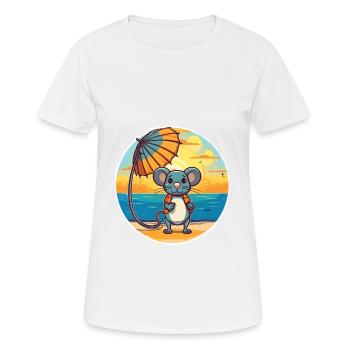 Ratte Lustige Karikatur Kawaii Strand Illustration - Frauen T-Shirt atmungsaktiv - Weiß - Vorne - AI Model Female 172 dark (172cm)
