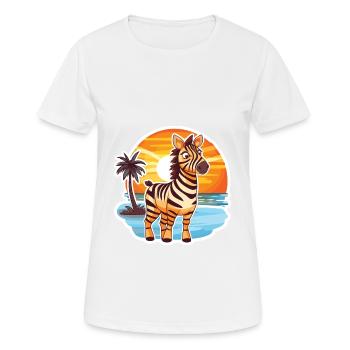 Zebra Lustige Karikatur Kawaii Strand Illustration - Frauen T-Shirt atmungsaktiv - Weiß - Vorne - AI Model Female 172 dark (172cm)