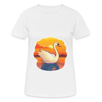 Swan Funny Cartoon Kawaii Beach Illustration - Women's Breathable T-Shirt - white - Front - AI Model Female 172 dark (172cm)