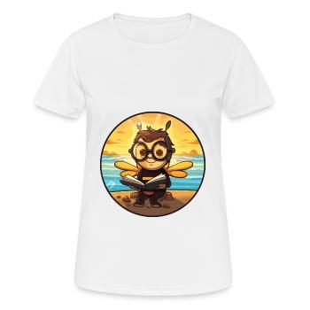 Bee Cute Funny Cartoon Kawaii Book Beach - Women's Breathable T-Shirt - white - Front - AI Model Female 172 dark (172cm)