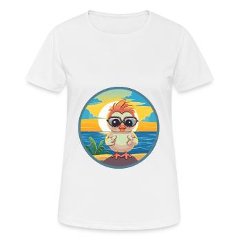 Poussin Mignon Drôle Dessin Animé Kawaii Livre Plage - T-shirt respirant Femme - blanc - Devant - AI Model Female 172 dark (172cm)