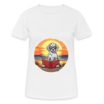 Dalmatiner Niedliche Lustige Karikatur Kawaii Buch Strand - Frauen T-Shirt atmungsaktiv - Weiß - Vorne - AI Model Female 172 dark (172cm)