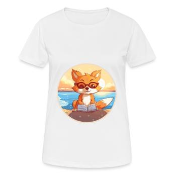 Fuchs Niedliche Lustige Karikatur Kawaii Buch Strand - Frauen T-Shirt atmungsaktiv - Weiß - Vorne - AI Model Female 172 dark (172cm)