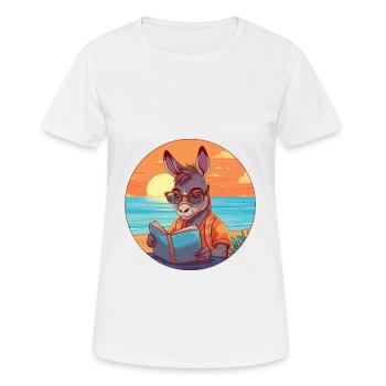 Esel Niedliche Lustige Karikatur Kawaii Buch Strand - Frauen T-Shirt atmungsaktiv - Weiß - Vorne - AI Model Female 172 dark (172cm)