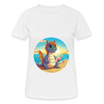 Drache Niedlich Lustige Karikatur Kawaii Buch Strand - Frauen T-Shirt atmungsaktiv - Weiß - Vorne - AI Model Female 172 dark (172cm)