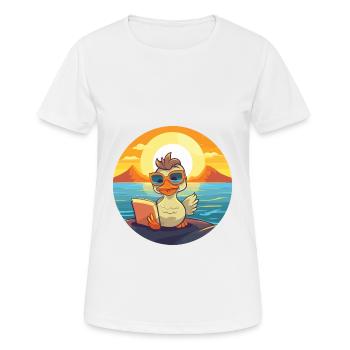 Ente Niedlich Lustige Karikatur Kawaii Buch Strand - Frauen T-Shirt atmungsaktiv - Weiß - Vorne - AI Model Female 172 dark (172cm)