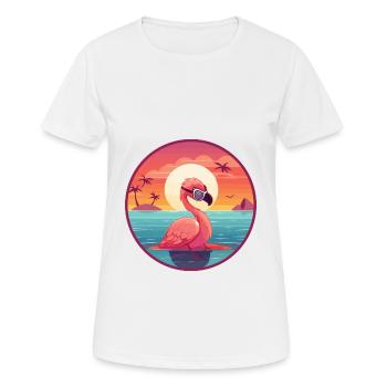 Flamant rose mignon drôle dessin animé kawaii livre plage - T-shirt respirant Femme - blanc - Devant - AI Model Female 172 dark (172cm)