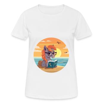 Pferd Niedlich Lustige Karikatur Kawaii Buch Strand - Frauen T-Shirt atmungsaktiv - Weiß - Vorne - AI Model Female 172 dark (172cm)