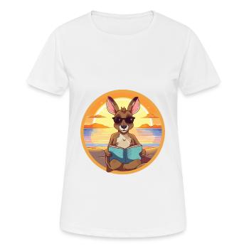 Kangaroo Cute Funny Cartoon Kawaii Book Beach - Women's Breathable T-Shirt - white - Front - AI Model Female 172 dark (172cm)
