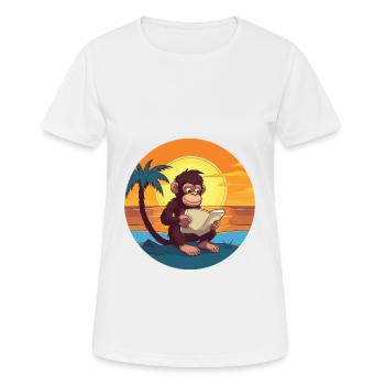 Affe Niedliche Lustige Karikatur Kawaii Buch Strand - Frauen T-Shirt atmungsaktiv - Weiß - Vorne - AI Model Female 172 dark (172cm)