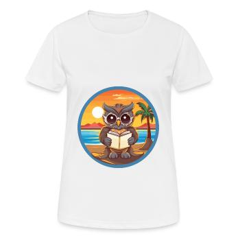 Eule Niedliche Lustige Karikatur Kawaii Buch Strand - Frauen T-Shirt atmungsaktiv - Weiß - Vorne - AI Model Female 172 dark (172cm)