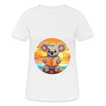 Koala Mignon Drôle Dessin Animé Kawaii Livre Plage - T-shirt respirant Femme - blanc - Devant - AI Model Female 172 dark (172cm)