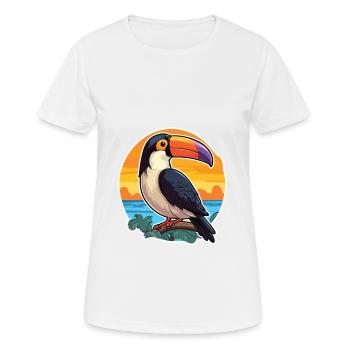 Toucan drôle de dessin animé kawaii plage illustration - T-shirt respirant Femme - blanc - Devant - AI Model Female 172 dark (172cm)