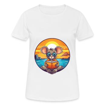 Maus Niedliche Lustige Karikatur Kawaii Buch Strand - Frauen T-Shirt atmungsaktiv - Weiß - Vorne - AI Model Female 172 dark (172cm)
