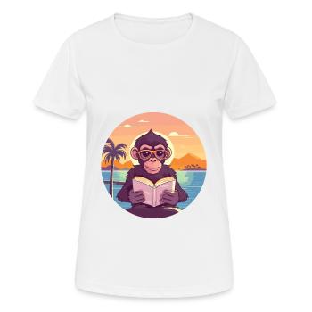 Affe Niedliche Lustige Karikatur Kawaii Buch Strand - Frauen T-Shirt atmungsaktiv - Weiß - Vorne - AI Model Female 172 dark (172cm)