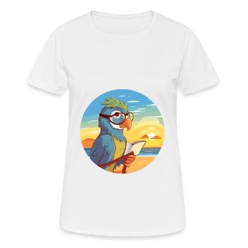 Papagei Niedliche Lustige Karikatur Kawaii Buch Strand - Frauen T-Shirt atmungsaktiv - Weiß - Vorne - AI Model Female 172 dark (172cm)