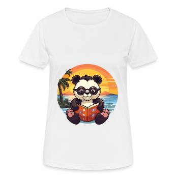 Panda Mignon Drôle Dessin Animé Kawaii Livre Plage - T-shirt respirant Femme - blanc - Devant - AI Model Female 172 dark (172cm)