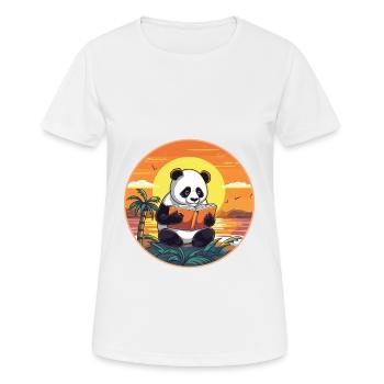 Panda Mignon Drôle Dessin Animé Kawaii Livre Plage - T-shirt respirant Femme - blanc - Devant - AI Model Female 172 dark (172cm)
