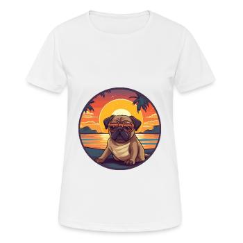 Mopshund niedliche lustige Karikatur kawaii Buch Strand - Frauen T-Shirt atmungsaktiv - Weiß - Vorne - AI Model Female 172 dark (172cm)