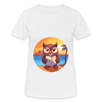 Eule Niedliche Lustige Karikatur Kawaii Buch Strand - Frauen T-Shirt atmungsaktiv - Weiß - Vorne - AI Model Female 172 dark (172cm)