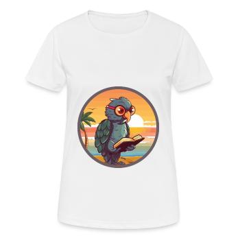Papagei Niedliche Lustige Karikatur Kawaii Buch Strand - Frauen T-Shirt atmungsaktiv - Weiß - Vorne - AI Model Female 172 dark (172cm)
