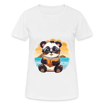 Panda Mignon Drôle Dessin Animé Kawaii Livre Plage - T-shirt respirant Femme - blanc - Devant - AI Model Female 172 dark (172cm)