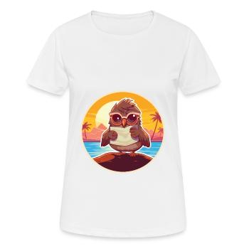 Spatz Niedliche Lustige Karikatur Kawaii Buch Strand - Frauen T-Shirt atmungsaktiv - Weiß - Vorne - AI Model Female 172 dark (172cm)