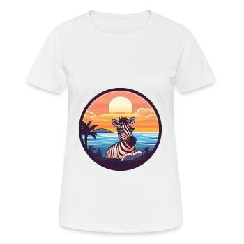Zebra Niedlich Lustige Karikatur Kawaii Buch Strand - Frauen T-Shirt atmungsaktiv - Weiß - Vorne - AI Model Female 172 dark (172cm)