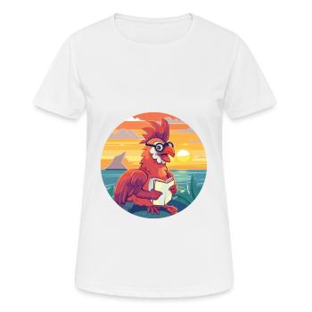 Hahn Niedlich Lustige Karikatur Kawaii Buch Strand - Frauen T-Shirt atmungsaktiv - Weiß - Vorne - AI Model Female 172 dark (172cm)