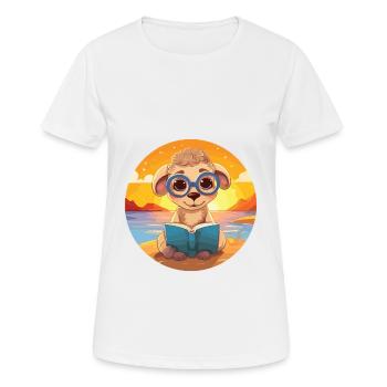 Schaf Niedlich Lustige Karikatur Kawaii Buch Strand - Frauen T-Shirt atmungsaktiv - Weiß - Vorne - AI Model Female 172 dark (172cm)