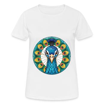 Pfau Buntes Aquarell Tier Illustration - Frauen T-Shirt atmungsaktiv - Weiß - Vorne - AI Model Female 172 dark (172cm)