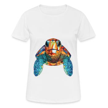 Sea Turtle Colorful Watercolor Animal Illustration - Women's Breathable T-Shirt - white - Front - AI Model Female 172 dark (172cm)