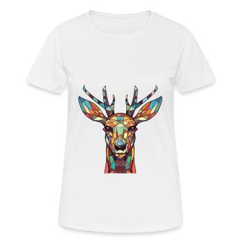 Roe Deer Colorful Watercolor Animal Illustration - Women's Breathable T-Shirt - white - Front - AI Model Female 172 dark (172cm)