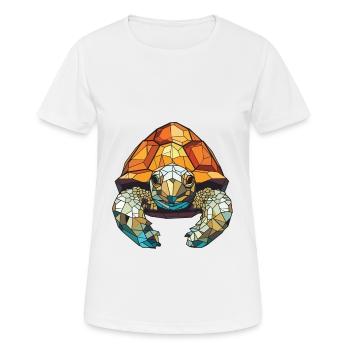 Tortoise Colorful Watercolor Animal Illustration - Women's Breathable T-Shirt - white - Front - AI Model Female 172 dark (172cm)