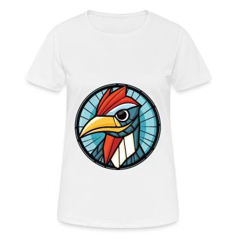 Illustration animale aquarelle colorée de pic - T-shirt respirant Femme - blanc - Devant - AI Model Female 172 dark (172cm)