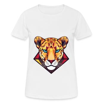 Cheetah Colorful Watercolor Animal Illustration - Women's Breathable T-Shirt - white - Front - AI Model Female 172 dark (172cm)