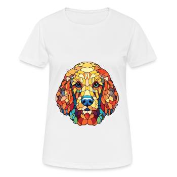 Poodle Dog Colorful Watercolor Animal Illustration - Women's Breathable T-Shirt - white - Front - AI Model Female 172 dark (172cm)