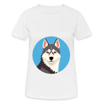 Husky Hund Bunte Aquarell Tier Illustration - Frauen T-Shirt atmungsaktiv - Weiß - Vorne - AI Model Female 172 dark (172cm)