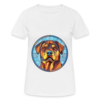 Rottweiler Hund Buntes Aquarell Tier Karikatur - Frauen T-Shirt atmungsaktiv - Weiß - Vorne - AI Model Female 172 dark (172cm)