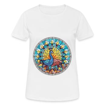 Peacock Colorful Watercolor Animal Illustration - Women's Breathable T-Shirt - white - Front - AI Model Female 172 dark (172cm)