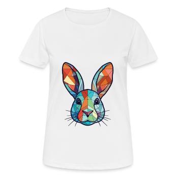 Illustration d’animaux de compagnie aquarelle colorée aquarelle de lapin - T-shirt respirant Femme - blanc - Devant - AI Model Female 172 dark (172cm)