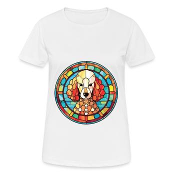 Poodle Dog Colorful Watercolor Animal Illustration - Women's Breathable T-Shirt - white - Front - AI Model Female 172 dark (172cm)