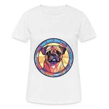 Mopshund bunte Aquarell-Tier-Illustration - Frauen T-Shirt atmungsaktiv - Weiß - Vorne - AI Model Female 172 dark (172cm)