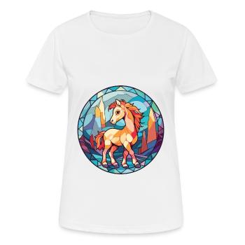 Poney Bébé Cheval Aquarelle Colorée Animal Cartoon - T-shirt respirant Femme - blanc - Devant - AI Model Female 172 dark (172cm)