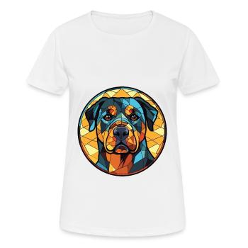 Rottweiler Hund Buntes Aquarell Tier Karikatur - Frauen T-Shirt atmungsaktiv - Weiß - Vorne - AI Model Female 172 dark (172cm)