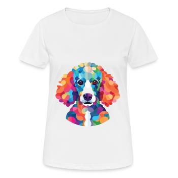 Caniche Chien Aquarelle Colorée Animal Illustration - T-shirt respirant Femme - blanc - Devant - AI Model Female 172 dark (172cm)