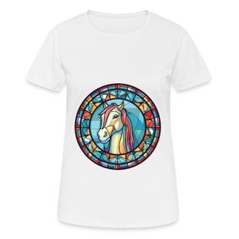 Poney aquarelle colorée Animal animal de compagnie Illustration - T-shirt respirant Femme - blanc - Devant - AI Model Female 172 dark (172cm)
