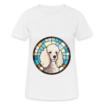 Poodle Dog Colorful Watercolor Animal Illustration - Women's Breathable T-Shirt - white - Front - AI Model Female 172 dark (172cm)